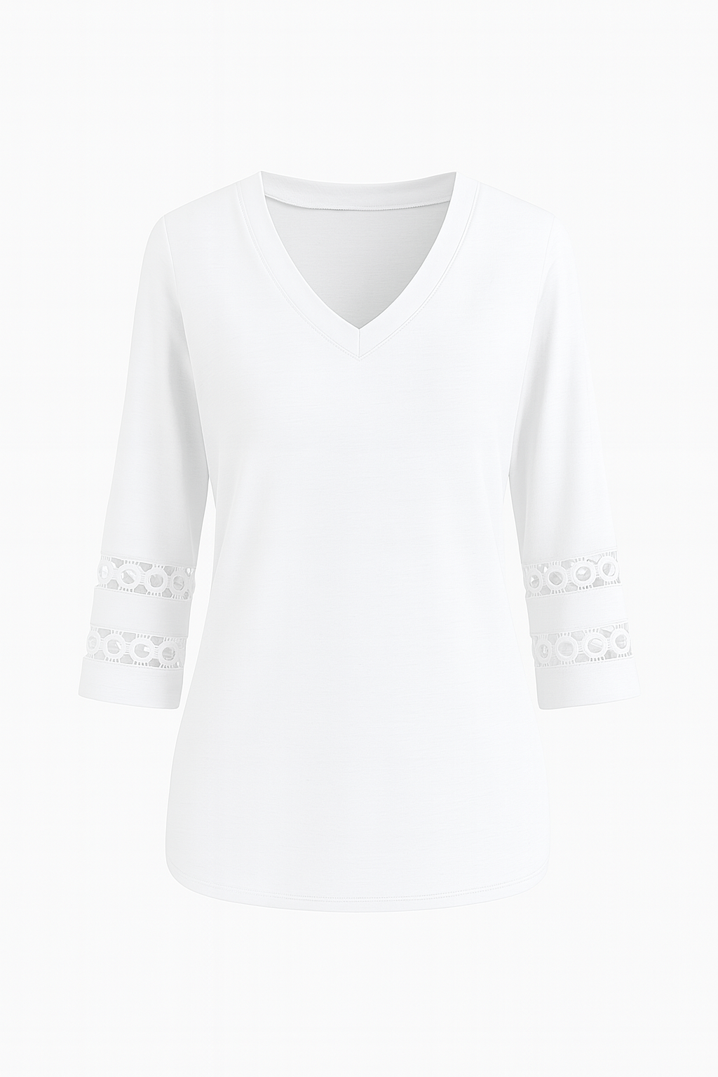 Elegancia™: Taupekleurige V-Hals Blouse met Kantmouwen