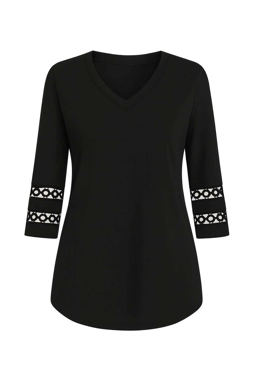 Elegancia™: Taupekleurige V-Hals Blouse met Kantmouwen
